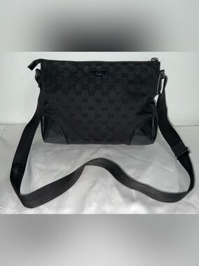 Gucci Black Monogram Messenger Shoulder Bag